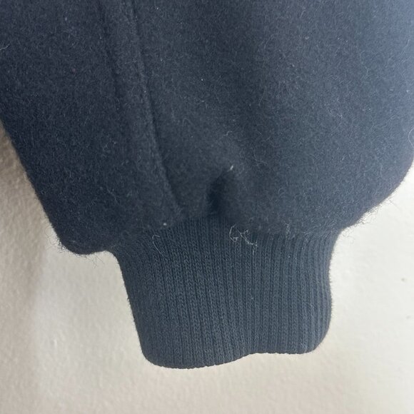 Vintage ID WEAR Men's Black Recycled Wool Blend Varsity-Style Bomber Jacket XL - Picture 4 of 8